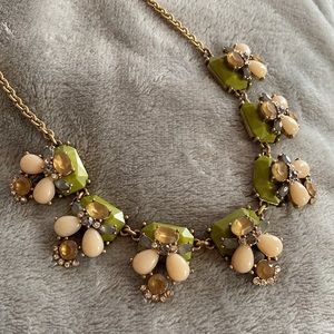 J. Crew Green and Cream Floral Necklace